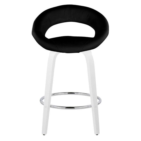 English Elm Fixed-height Swivel Counter Stools with Faux Leather Seats and Chrome Footrest Set of 2 Black B202S01841