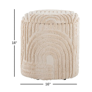English Elm 18" Cotton Textured Storage Ottoman Chunky High Pile Footrest for Living Room Beige B202P471520
