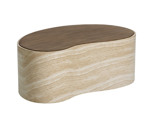 Sunpan ISHIKO Coffee Table - Sculptural Organic Design with Warm Wood-Effect Top & Durable Concrete Base 112580
