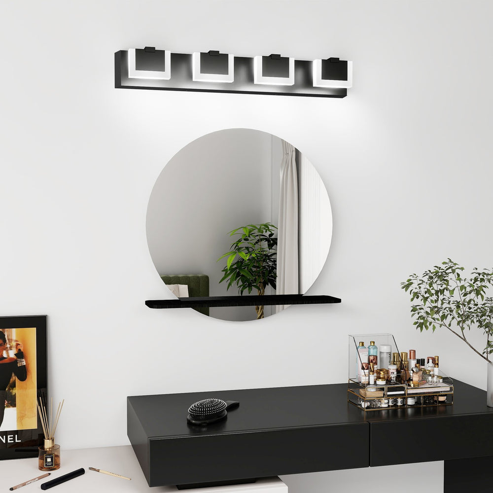 English Elm 4 LED Vanity Light Modern Black 4-Light Up & Down Bathroom Wall Fixture Dimmable 6000K 24W 31.9" W2312P374943