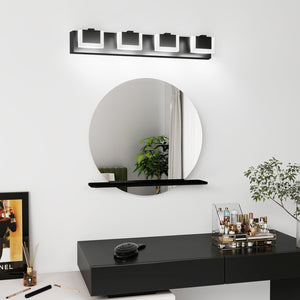English Elm 4 LED Vanity Light Modern Black 4-Light Up & Down Bathroom Wall Fixture Dimmable 6000K 24W 31.9" W2312P374943