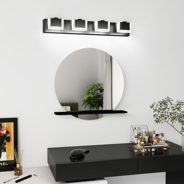 English Elm 4 LED Vanity Light Modern Black 4-Light Up & Down Bathroom Wall Fixture Dimmable 6000K 24W 31.9" W2312P374943