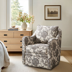 JLA Home Madison Park - Upholstered swivel curved armchair with plush high-density foam, 360° smooth swivel, durable textured fabric and reinforced frame for lasting comfort and style MP103-0241