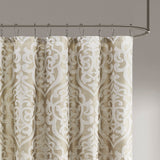 Madison Park Odette Traditional Jacquard Shower Curtain MP70-8084 Tan/Ivory