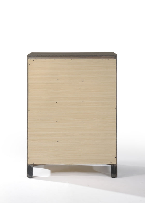 English Elm Grey 5-Drawer Chest with Smooth Pulls, Modern Grey Finish, Spacious Storage for Bedroom & Hallway B062P209023