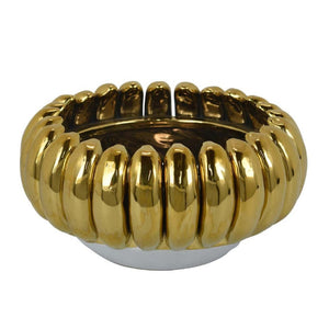 English Elm Milly Gold Ceramic Centerpiece Bowl with Sculptural Petal Rim for Glam Interiors B056P417014