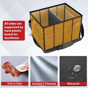 English Elm Picnic Bbq Caddy Bag with Aluminum Interior Mesh Pockets and Foldable Organizer W2181P481691
