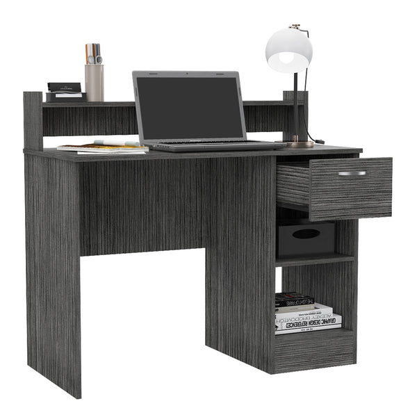 English Elm Manaos Grey Writing Computer Desk with Hutch, Multiple Shelves & Large Drawer for Compact Workspaces B070P188824