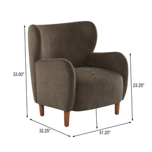 English Elm Christopher Knight Home® - Parmelee Upholstered Wingback Club chair in Velvet with Solid Wood Legs, Mid-Century Comfort Design Almond,Dark Brown,Teak 30.85 L x 30 W x 27 H N776P265764P
