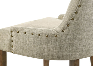 English Elm Yotam Beige Tufted Fabric Side Chair Set of 2 with Salvaged Oak Finish, Nailhead Trim Comfort B2726P264597
