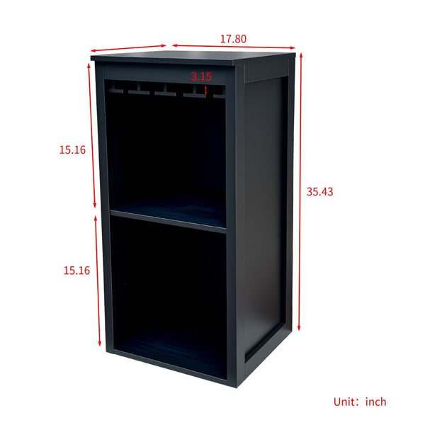 English Elm Black Walnut Modular Buffet Cabinet with Wine Storage Open Shelf and Drawer W331P410382