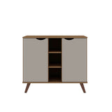 Manhattan Comfort Hampton Mid-Century Modern Sideboard / Buffet Stand Off White and Maple Cream 16PMC11