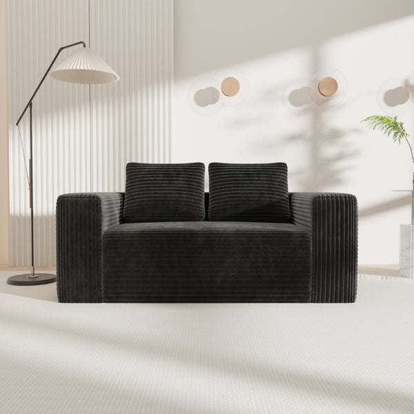 English Elm Sofa in a Box Memory Foam Floor Loveseat Corduroy Upholstered Studio Lounge Couch W1960P334843