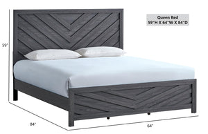 English Elm Rustica Queen Panel Bed Gray Finish Architectural Trim Overlay Modern Bedroom Frame B078S00656