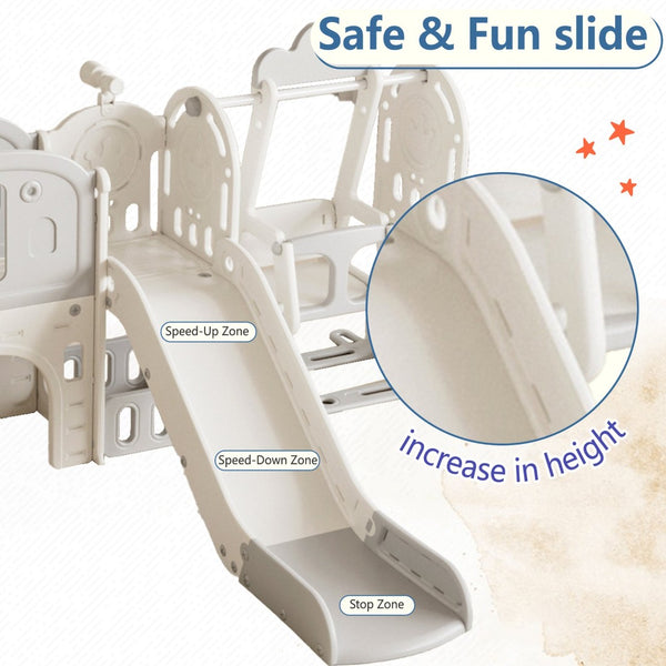 English Elm Toddler Playset 11 in 1 Hdpe Indoor Outdoor Swing Slide Basketball Climbing Set W509P227266