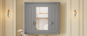 English Elm Bathroom Wall Cabinet Mirrored Mdf Three Door Over Toilet Gray Storage Unit N710P252503E