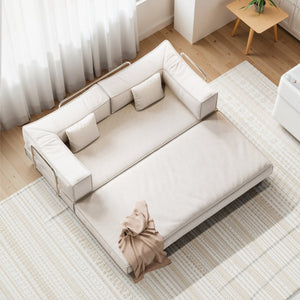 English Elm 78.8Inch Modular Convertible Sofa Bed - Stylish Pudding Block Design For Living Room & Bedroom Comfort W3147P278131