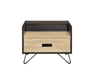 English Elm Melkree Oak & Black Accent Table with Drawer and Open Shelf, Industrial Modern 19" Display Unit B2726P243245