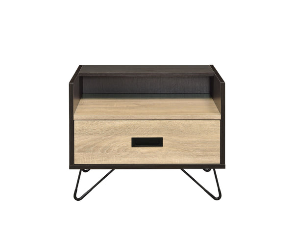 English Elm Melkree Oak & Black Accent Table with Drawer and Open Shelf, Industrial Modern 19" Display Unit B2726P243245