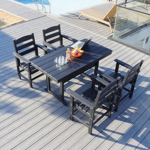 English Elm 5 Piece Hdpe Outdoor Dining Set For 4 - Stylish Black Patio Furniture With Table & Chairs W2681S00005