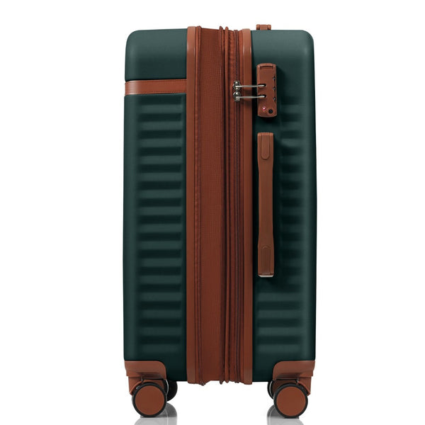 English Elm Luggage 3 Piece Abs Hard Shell Set with Usb Port Front Access and Spinner Wheels Dark Green N726P307555G