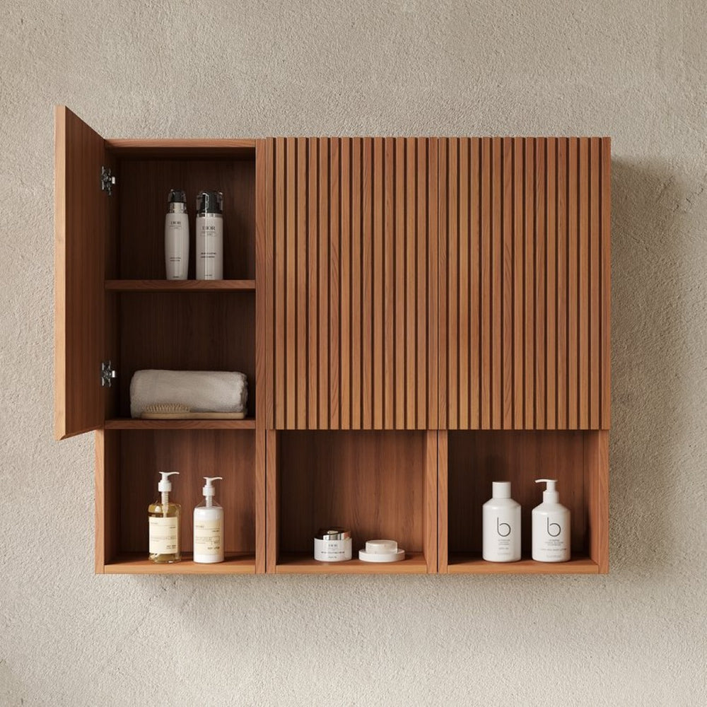 English Elm Mitch Modular Wall Mounted Cabinet Set Oak Woodgrain Soft Close Bathroom Storage W2615S00521
