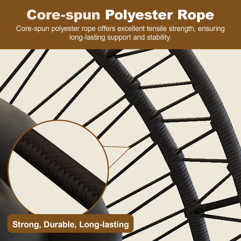 English Elm Outdoor Rattan Egg Swing Chair - Stylish Dark Gray Hanging Chair For Indoor & Outdoor Relaxation W2500P362156-GIGA