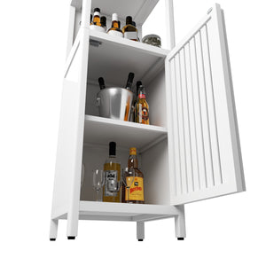 English Elm A 52ft White Linen Tower Bamboo Storage Cabinet — Slim Tall Freestanding Organizer for Small Spaces W2207P242507