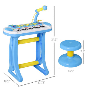 English Elm Qaba Kids 31 Key Electronic Piano with Microphone Stool Flashing Lights and Songs W2225P229229