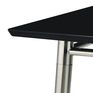 OSP Home Furnishings Brooklyn Matte Wood Top Coffee Table with Brushed Nickel Frame for Modern Living Black MG1242S-BK