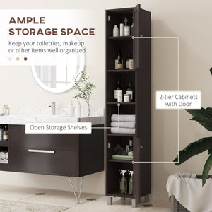 English Elm Kleankin Tall Bathroom Storage Cabinet With Mirror - Stylish Freestanding Tower For Organized Spaces W2225P217002