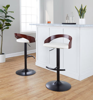 English Elm Adjustable Swivel Barstools Set of 3 Faux Leather Metal Contemporary Kitchen Bar B202S02021