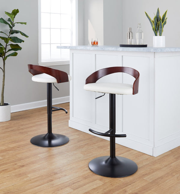 English Elm Adjustable Swivel Barstools Set of 3 Faux Leather Metal Contemporary Kitchen Bar B202S02021