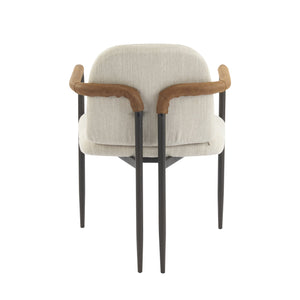 English Elm Christopher Knight Home® - Dinning modern iron-frame dining chair set of 2 with durable fabric seats, compact, stylish and sturdy Beige,Espresso N771P247180M