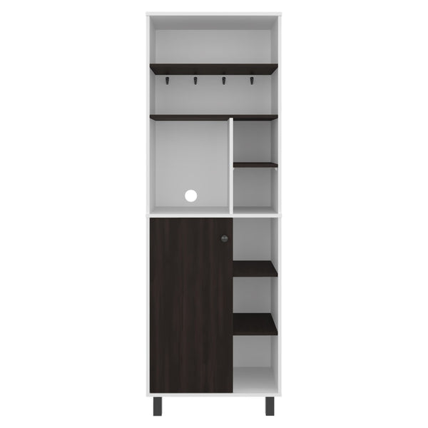 English Elm Evans Tall Coffee Station with Machine Compartment Open Shelves and Drawer in Walnut B097P481227