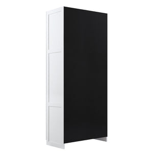 English Elm Cornelia White Storage Cabinet 71" Tall MDF with 7 Adjustable Shelves, Soft-Close Doors & Handles B365P397856