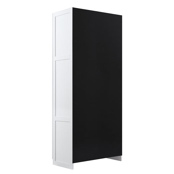 English Elm Cornelia White Storage Cabinet 71" Tall MDF with 7 Adjustable Shelves, Soft-Close Doors & Handles B365P397856