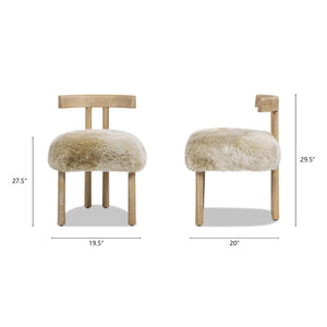 English Elm Jennifer Taylor Home - Arden Sheepskin Dining Chair 19.5" Natural Blonde Fur, Handcrafted Wood, Insulating Comfort B2719P321039