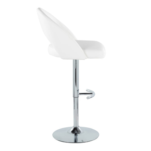 English Elm Adjustable Swivel Barstools Set of 2 Fabric Seat Black Metal Base Kitchen Counter White B202S02012