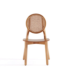 English Elm Versailles Solid Ash Wood Dining Chair with Cane Round Backrest, 275 lb Capacity, Fully Assembled Natural B365P397791