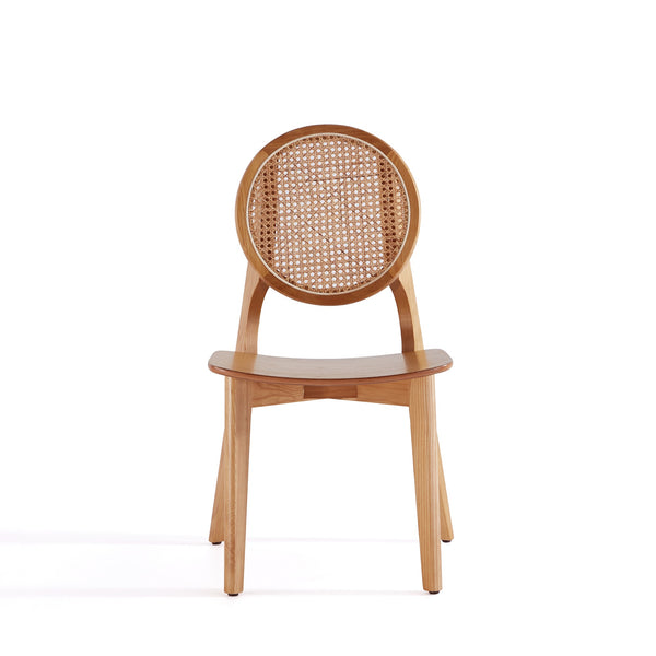 English Elm Versailles Solid Ash Wood Dining Chair with Cane Round Backrest, 275 lb Capacity, Fully Assembled Natural B365P397791