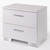 English Elm White and Chrome 2-Drawer Nightstand