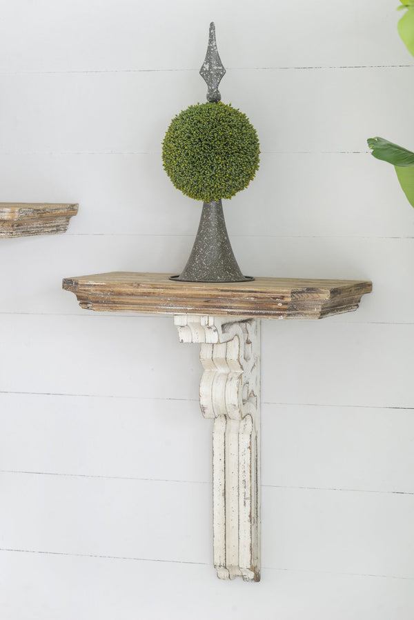 English Elm 19.5x10.5x22" Vamont Wall Shelf - Solid Wood Weathered Antique White Floating Display Shelf for Décor, Versatile Organizer W2078P223130