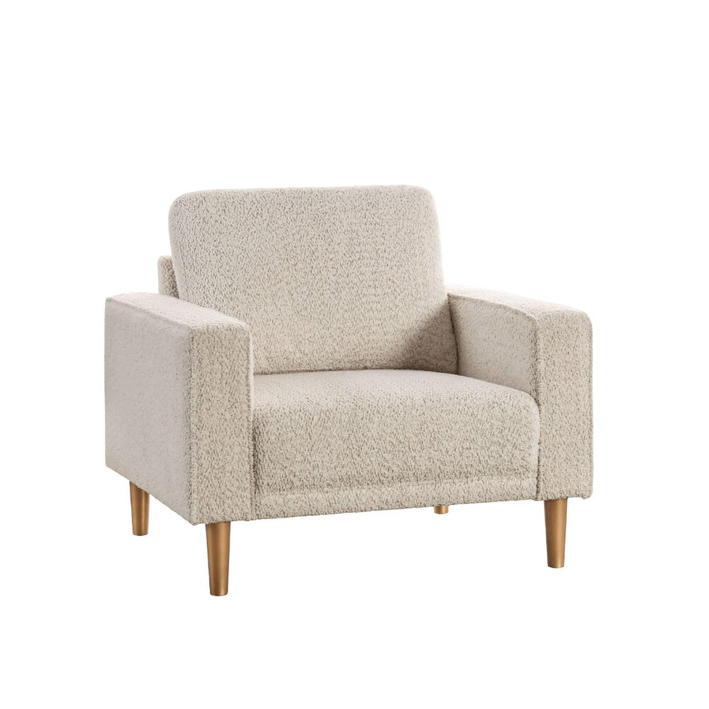 English Elm 1pc Coastal Blue-Gray Accent Chair with Patterned Fabric, Medium Density Foam, Wooden Legs, Chic Transitional Design Off White 41 L x 36 W x 23 H B2741P378510