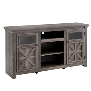 English Elm 2 Door Farmhouse Tv Stand with Barn Style Panels and Open Shelving for Living Room W1758P199935