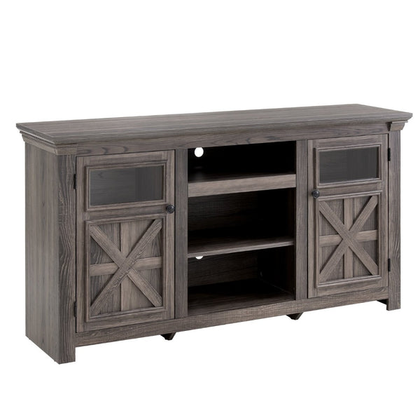 English Elm 2 Door Farmhouse Tv Stand with Barn Style Panels and Open Shelving for Living Room W1758P199935