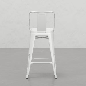 English Elm Keeley 24" Metal Counter Height Stools Set of 2 in Distressed White — Curved Back, Footrest, Durable Finish B2732P253605