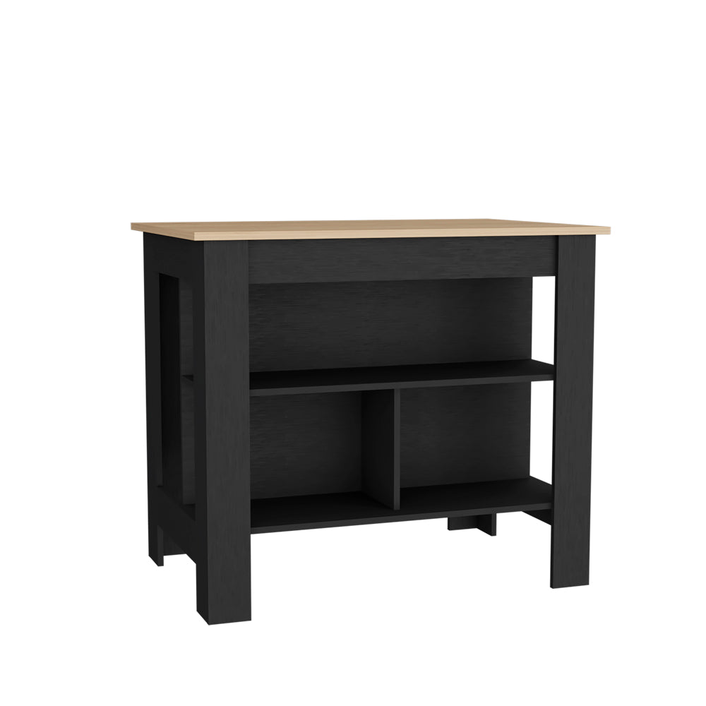 English Elm Kitchen Island Ada Black & Light Pine – Compact 35.4"H x 40.5"W Kitchen Cart with Spacious Shelves, Durable Engineered Wood Storage Organizer B092P228577