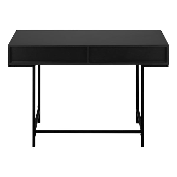 English Elm Computer Desk For Home Office - Modern Black Laminate & Metal, Space-Saving With Storage Drawers B2710P219842