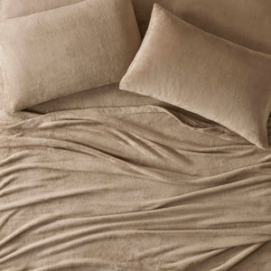 English Elm 4 Pcs Queen Micro Plush Sheet Set - Ultra-Soft Taupe Bedding For Year-Round Cozy Comfort & Style B035P319764